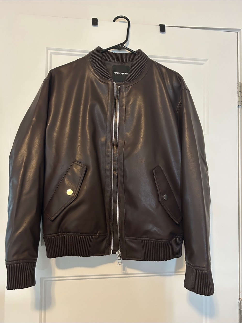 Women’s Oversized Brown Faux Leather Jacket